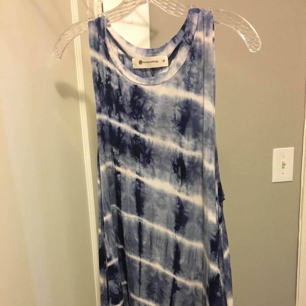 Blue cotton tie dye dress